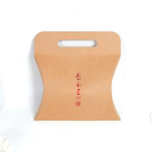 Kraft pillow box with die cut handle plain without printing
