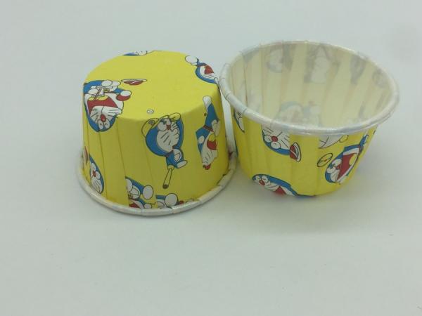 Quality Jumbo Yellow Baking Cups Doraemon Comic PET Coated Muffin Paper Liners Single Wall for sale