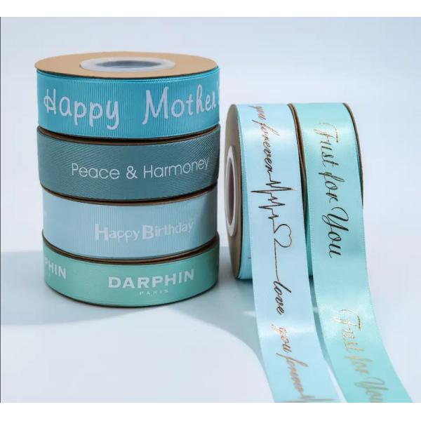 Flower Shop Gift Packing Wrapping Twill Ribbon Printing With Logo
