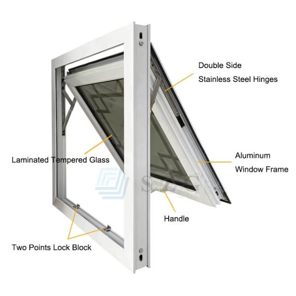 High Security Aluminum Tilt And Turn Window With Customized Size And Tempered Glass