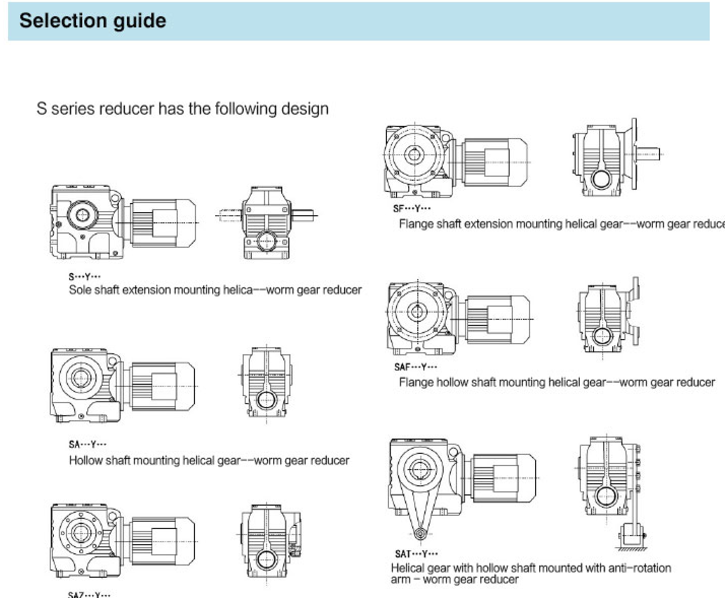 Technical diagram of gear reducer