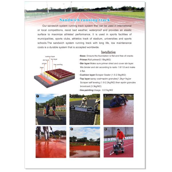 Athletic Synthetic Rubber Sandwich System Running Track IAAF Anti Slide