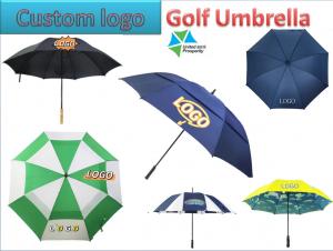 China Customized Logo Windproof Fiberglass Golf Umbrella Double Canopy on sale