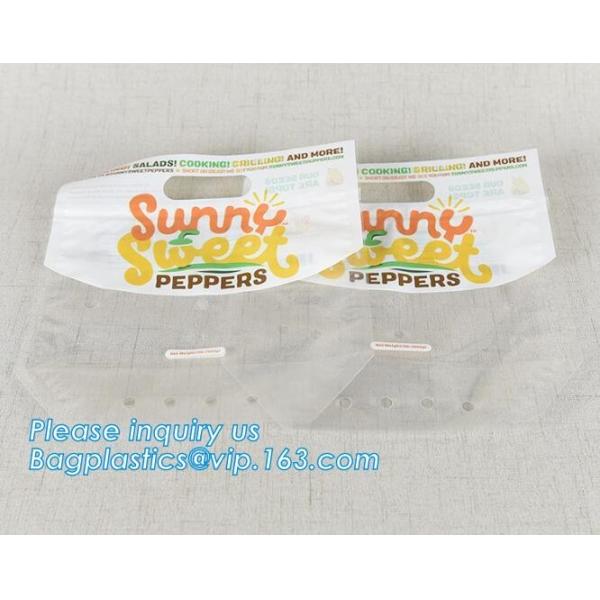 Fresh Vegetables Packaging Plastic Bag, Fresh Fruit & Vegetable Packaging Plastic Fruit Bag with Handle, breathable opp