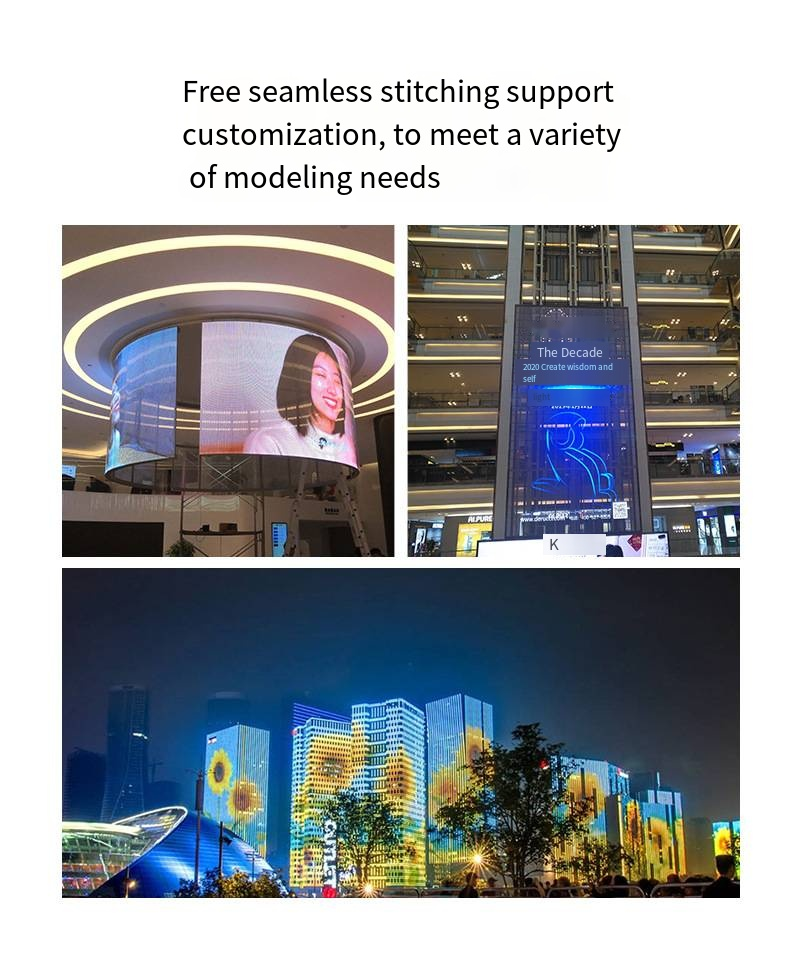 Outdoor Media LED Grid Screen Transparent Flexible Led Screen P100 P80 P50 P40