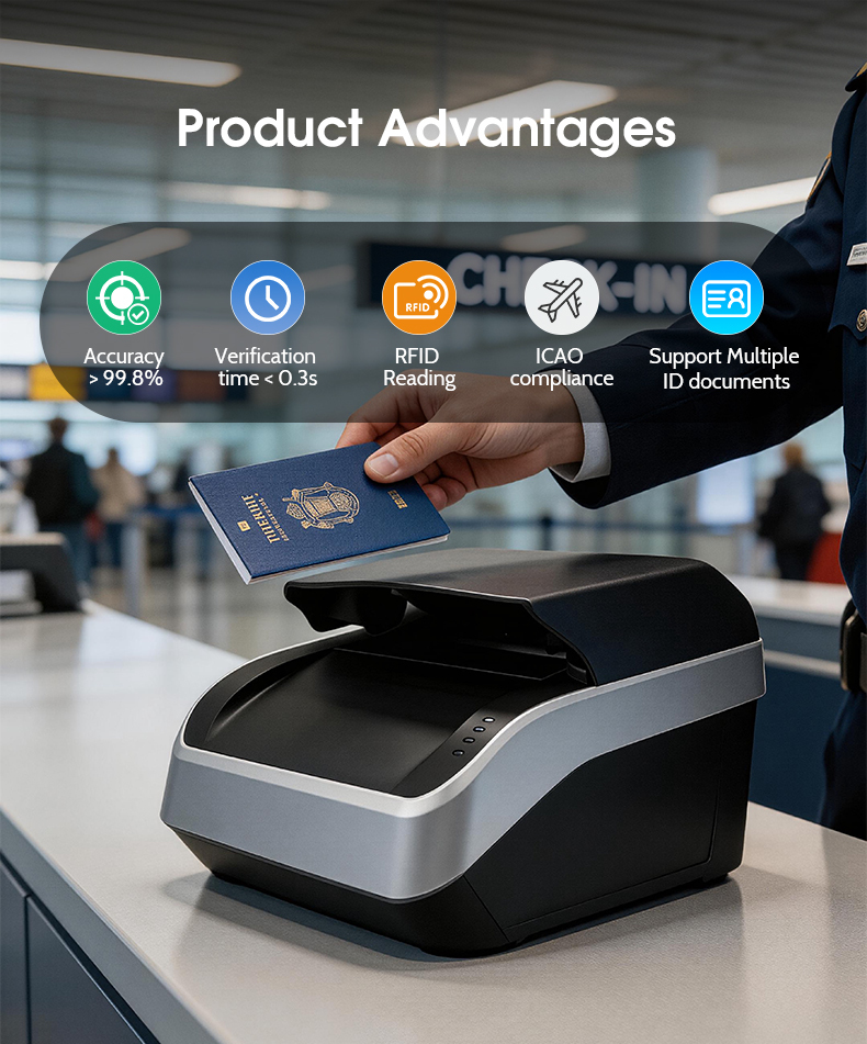 RK5100 ICAO 9303 RFID Passport Reader | MRZ OCR Document Scanner