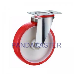 Buy cheap 5in Industrial Caster Wheels Red PU Polyurethane Wheel For Furniture / Carts product