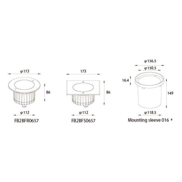 6 * 2W or 3W LED Up Light Inground Lamp Diameter 173mm Front Ring