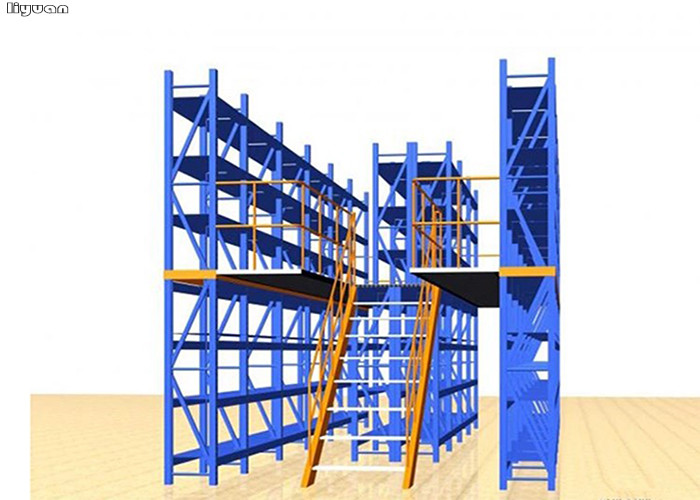 Steel Platform Mezzanine Racking System Powder Coated / Galvanized Finish 3D design