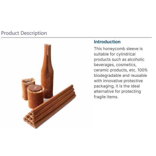 Recyclable Honeycomb Paper Sleeve Eco Friendly Wine Protective Packaging Fillable