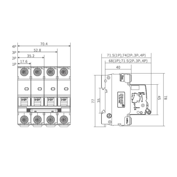 DC 400V 3P C Style High Breaking MCB for Lighting and Motor Protection System