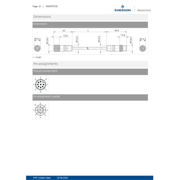Metal AVENTICS Pneumatic Connection Round Plug Connectors For Dynamic Laying