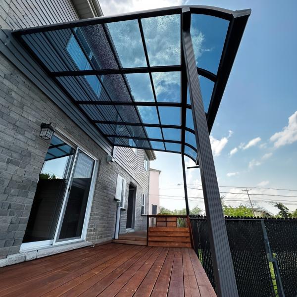 Customizable DIY Aluminum Frame Polycarbonate Solid Sheet Awning For Outdoor Needs In Blue