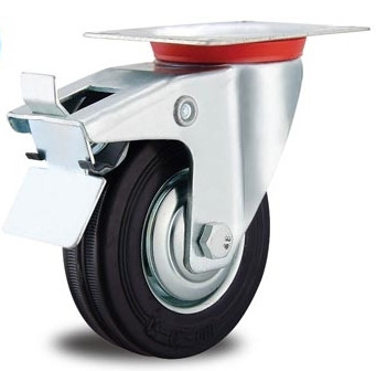 10 Inch Rubber Castor Wheel With Lock Lockable Castors Locking Castor Wheels 250kgs