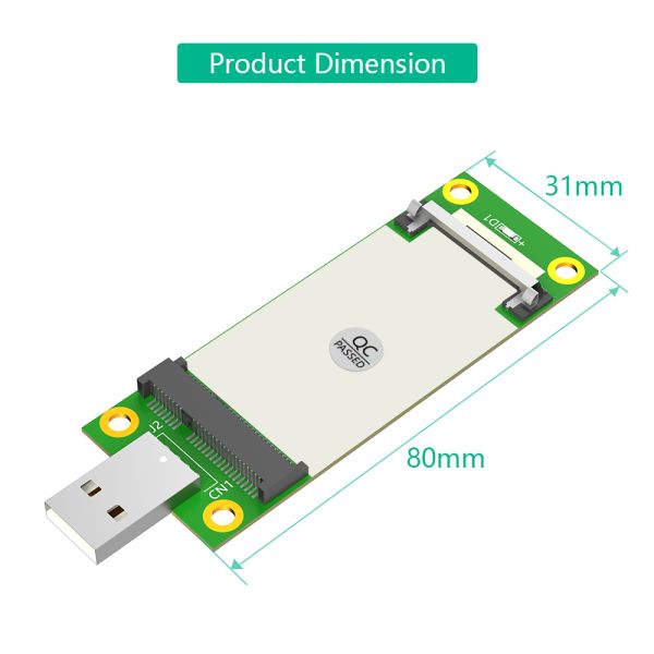 Mini PCI-E to USB Adapter with SIM Card Slot for WWAN/LTE Module - Plug & Play and Compact 31*80mm Size