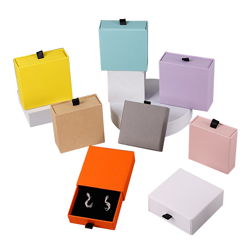 Handmade Sliding Paper Drawer Boxes Eco Friendly Jewelry Packaging Boxes With Handle