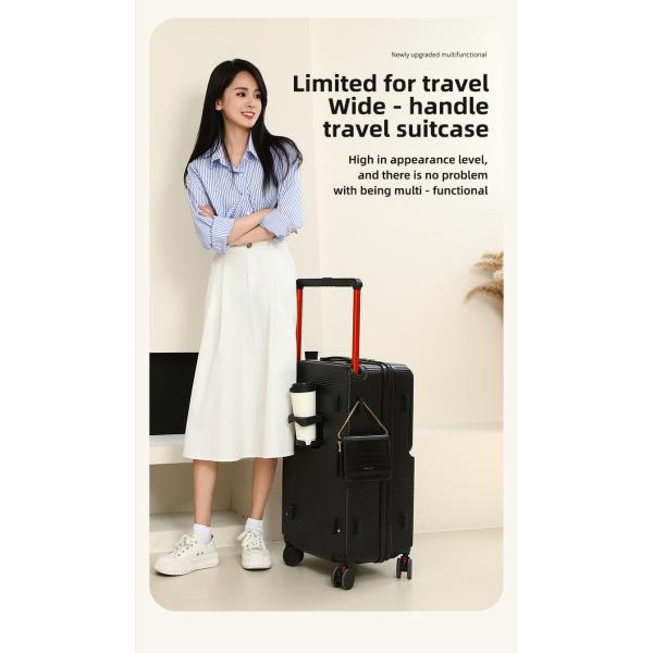 Wide trolley suitcase 20 inch women's multifunctional travel universal wheel cabin suitcase 2025 new 26 inch men's large capacity