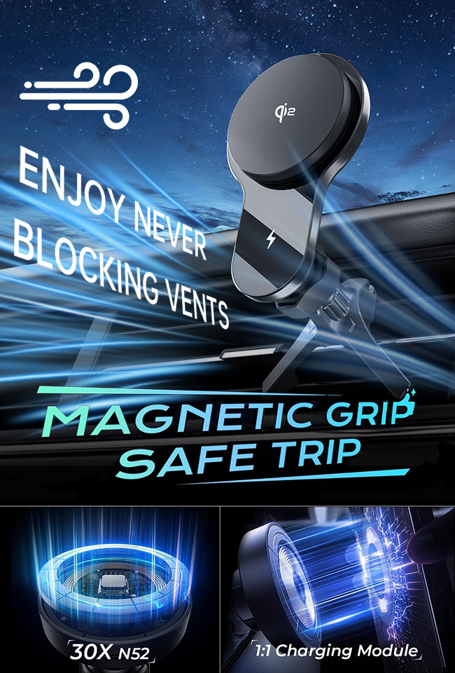 Qi2 Fan Magnetic Car Mount With Customizable Logo And Multiple Color Options For Personalized Branding And Improved Aesthetic