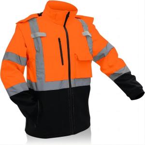 55inch Safety Reflective Jacket Removable Hood Sleeves Hi Vis Waterproof