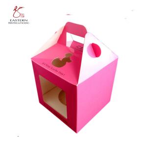 Buy cheap Beautiful Pink Christmas Handled Cake Cake Boxes With Window product