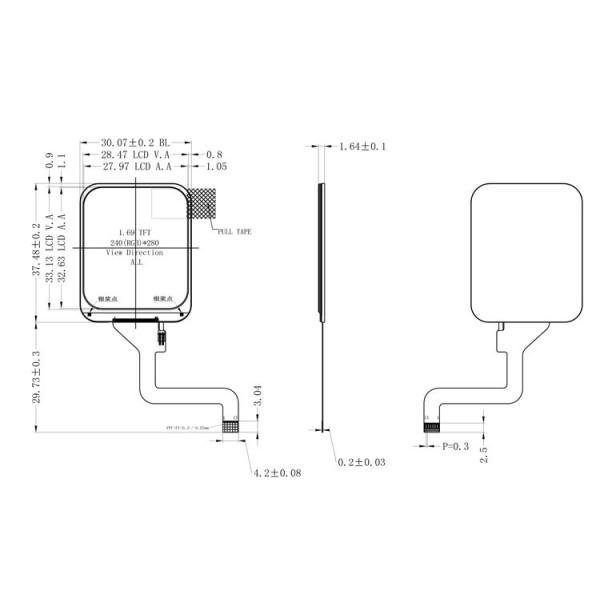 1.69 Inch Round Lcd Display 240*280 Resolution 400 Brightness SPI Interface Driver IC ST7789V
