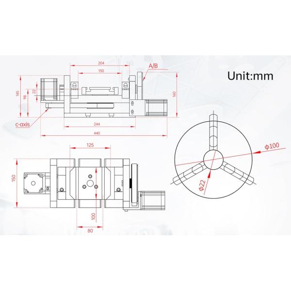 CNC Router 4th 5th A Axis Rotary Table Dividing Head Nema 23 Stepper Motor