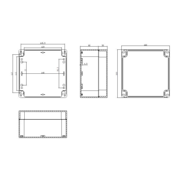 380g 160x160x90mm Abs Project Enclosure With Brass Inserts