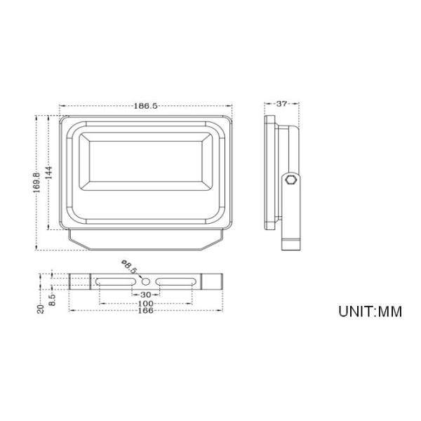 IP66 30W LED Flood light with high lumen for 3 years warranty.