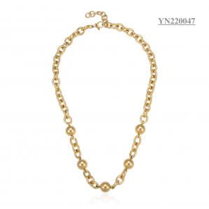 China Expensive brand golden ball thick chain torque 18k Gold Stainless Steel Necklace on sale
