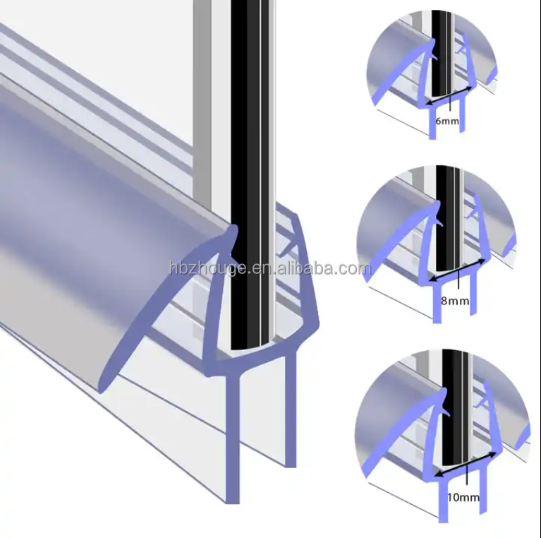 Waterproof Clear Plastic PVC Glass Shower Door Seal Weather Strip Moulding Processing