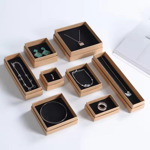 Lid And Base Kraft Jewelry Boxes Lightweight Customizable With Foam Insert