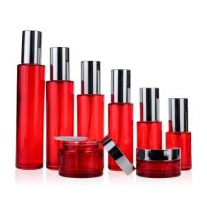 Buy cheap Red Luxury 30ml-120ml Cosmetic Packaging Set Pump Sprayer Screw Cap Sealing product