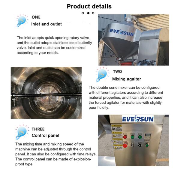 Customized Premix Blender Machine Double Cone Mixer For Chemical Blending 8 - 20 RPM