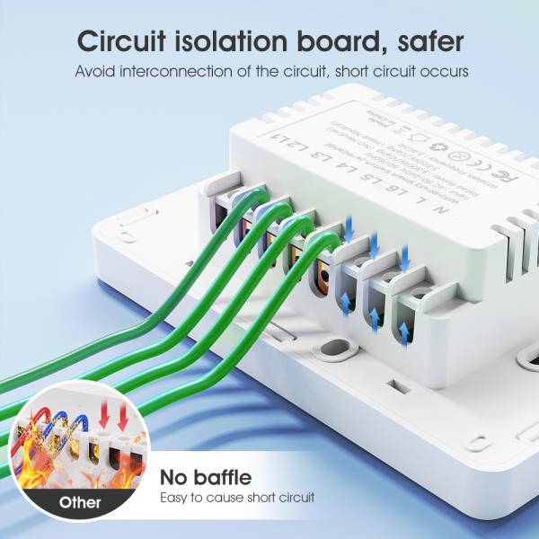 Tuya WiFi Switch Timing 6 Gang Voice App Alexa Google Home No Neutral Wire WiFi RF433 US Light Switch Smart Home