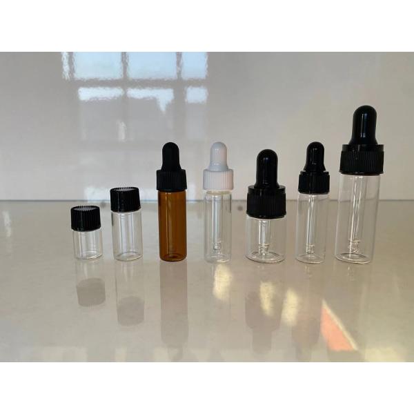 Empty Glass Cosmetic Essential Oil Bottles 4ml Small Size With Droppers