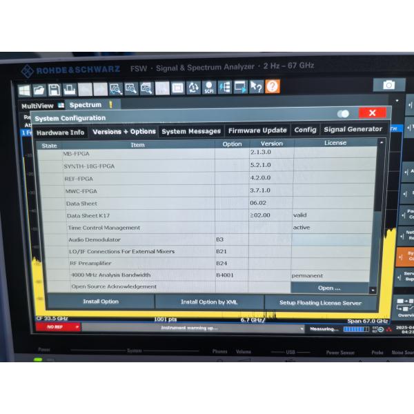 67 GHz Ultra Wideband Signal Spectrum Analyzer Rohde & Schwarz FSW67