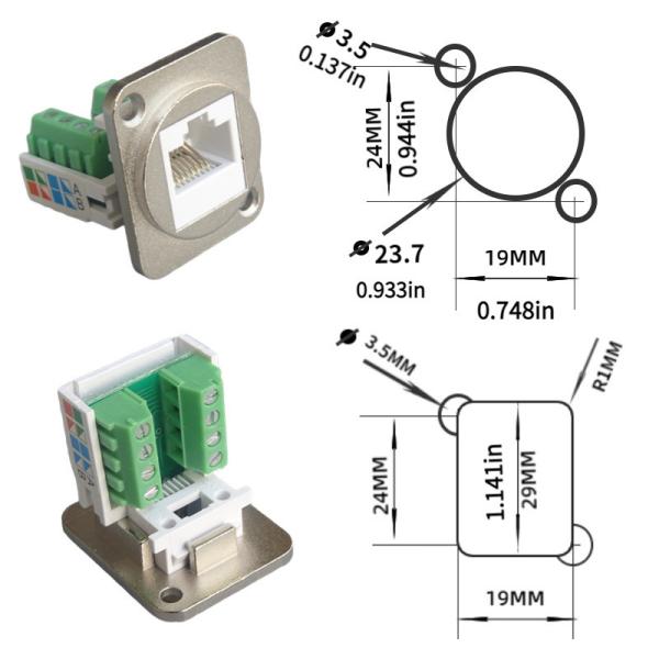 RJ45 D Type CAT5E UTP Keystone Jack Toolless Female Jack Panel Mount Telecommunications