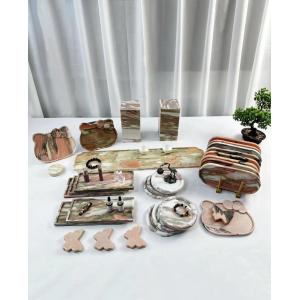 Buy cheap Italy Bvlgari Pink Marble Tray Handcrafted Polished Flat Marble Tray product