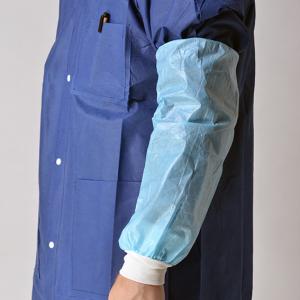 Blue Nonwoven Disposable Sleeve Covers Arm Protectors Oil Proof With Knitted Cuff