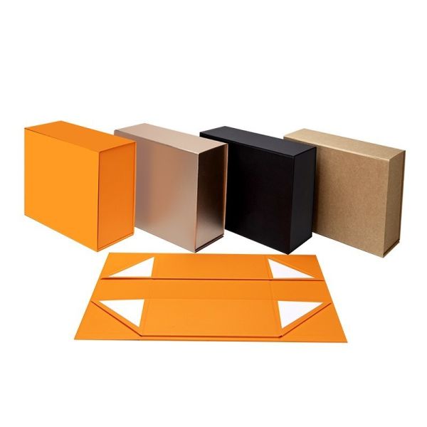 Folding Gift Packaging Boxes With Magnetic Flip Lid One - Piece Foldable Design Custom Logo Printing