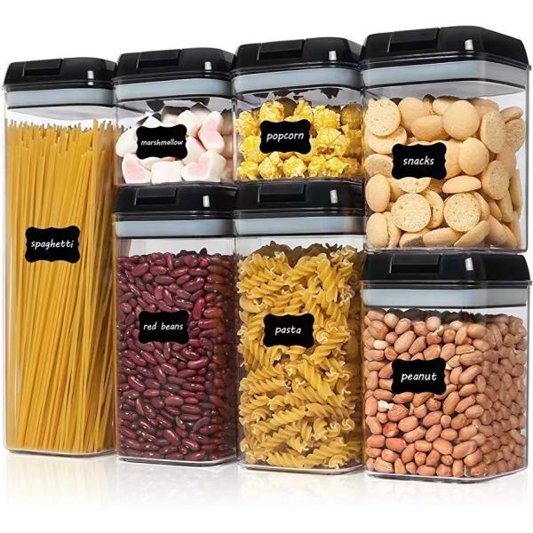 7 Pieces BPA Free Airtight Food Storage Containers Plastic Cereal Containers with Easy Lock Lids