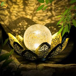 Buy cheap Waterproof Solar Outdoor Lights Crackle Globe Glass Lotus Decoration product
