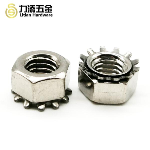 Galvanized Nut With Lock Washer , SUS304 M6 Nylon Lock Nut Kep Nut