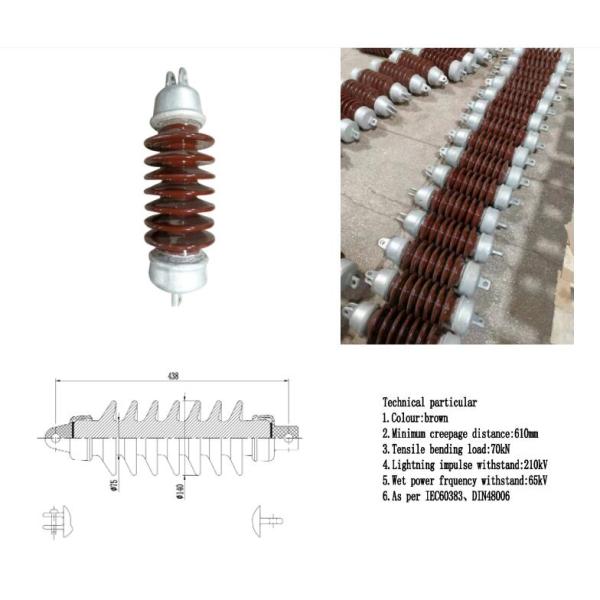 70KN 11KV Suspension Type Porcelain Long Rod Insulators
