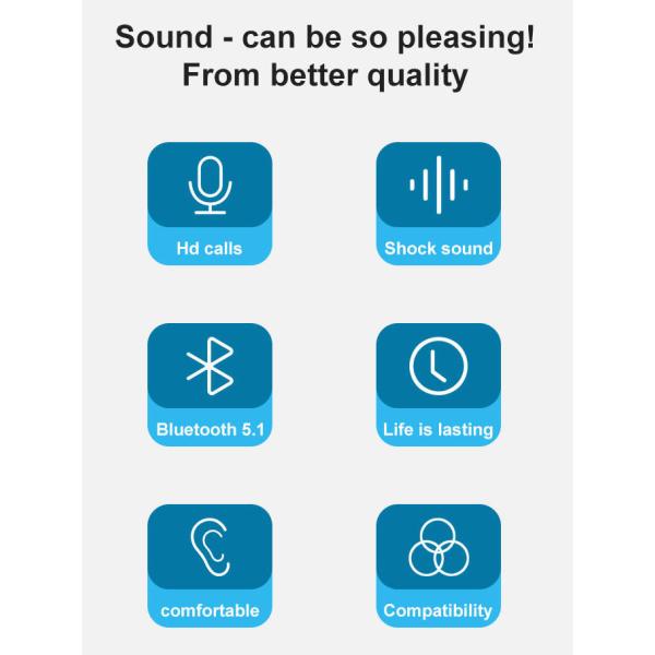 HIFI Lossless Sound Wireless Waterproof Earbuds With Ear Hooks 10mm Speaker