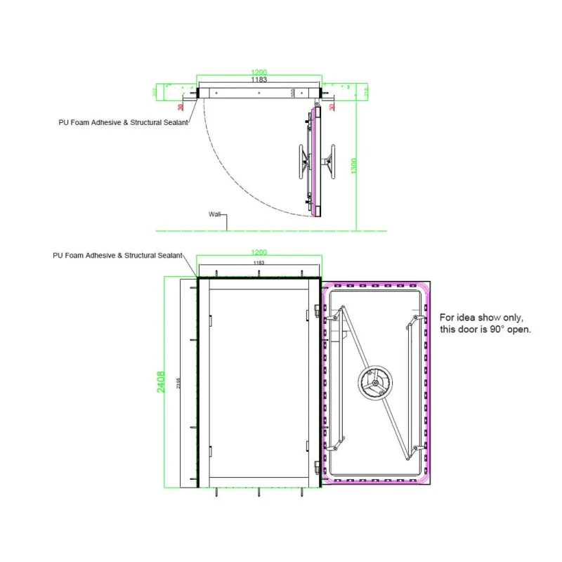 High Waterproof Cutting Process Stainless Steel Flood Door