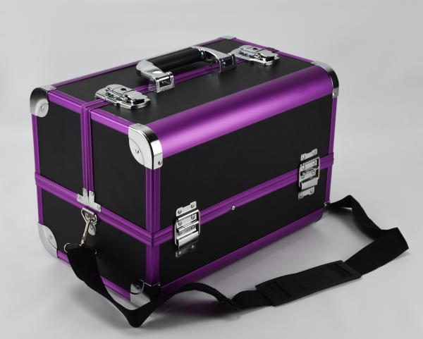 Quality Protable Anodize Purple Aluminum Vanity Cosmetic Case Size 300 * 220 * 245mm for sale