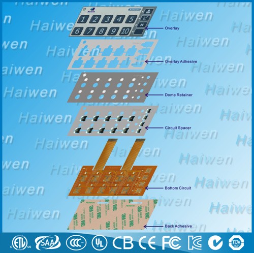 Custom Screen Printing FPC Membrane Switch Keypad With Polyester Dome