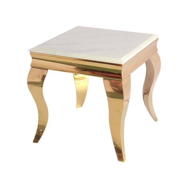 Gold Plating Artificial Marble Top End Table Corner Table 201 Stainless Steel Frame