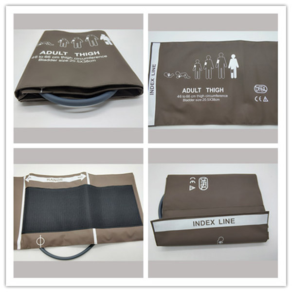 Reusable single tube hose Latex Free Thigh Blood Pressure Cuff , adult Medical NIBP Cuff